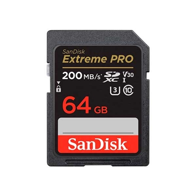 SANDISK SDSDXXU-064G-GN4IN Tarjeta V30 SDXC Extreme PRO UHS-1 (3) clase 10 de 64GB 200MB/s.