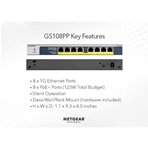 NETGEAR GS108PP-100EUS Switch 8 puertos 1GB Ethernet con PoE+(123W)