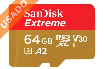 SANDISK SDSQXVF-064G-GN6AA (Usado) Tarjeta MicroSD Extreme UHS 3 clase 10 de 64GB. 90MB/s.