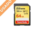 SANDISK SDSDXV6-064G-GNCIN (Usado) Tarjeta V30 SDXC Extreme UHS-1 (3) clase 10 de 64GB 150MB/S. 