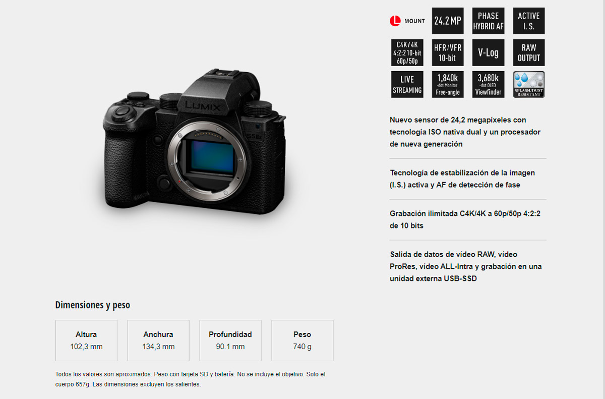 PANASONIC LUMIX S5IIx ESPECIFICACIONES